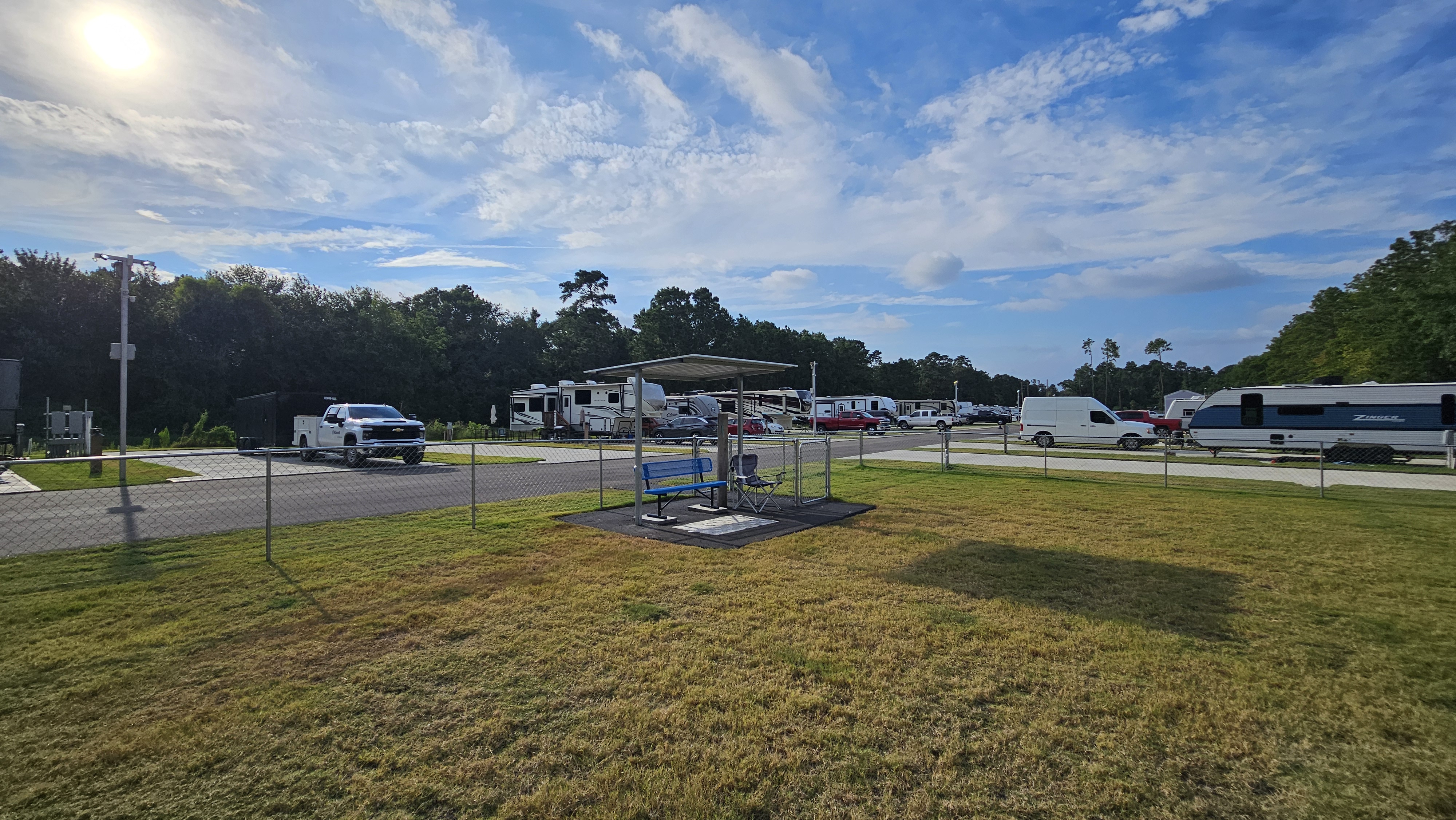 RV resort amenities including dog park and free laundry at Gleneagles RV Resort